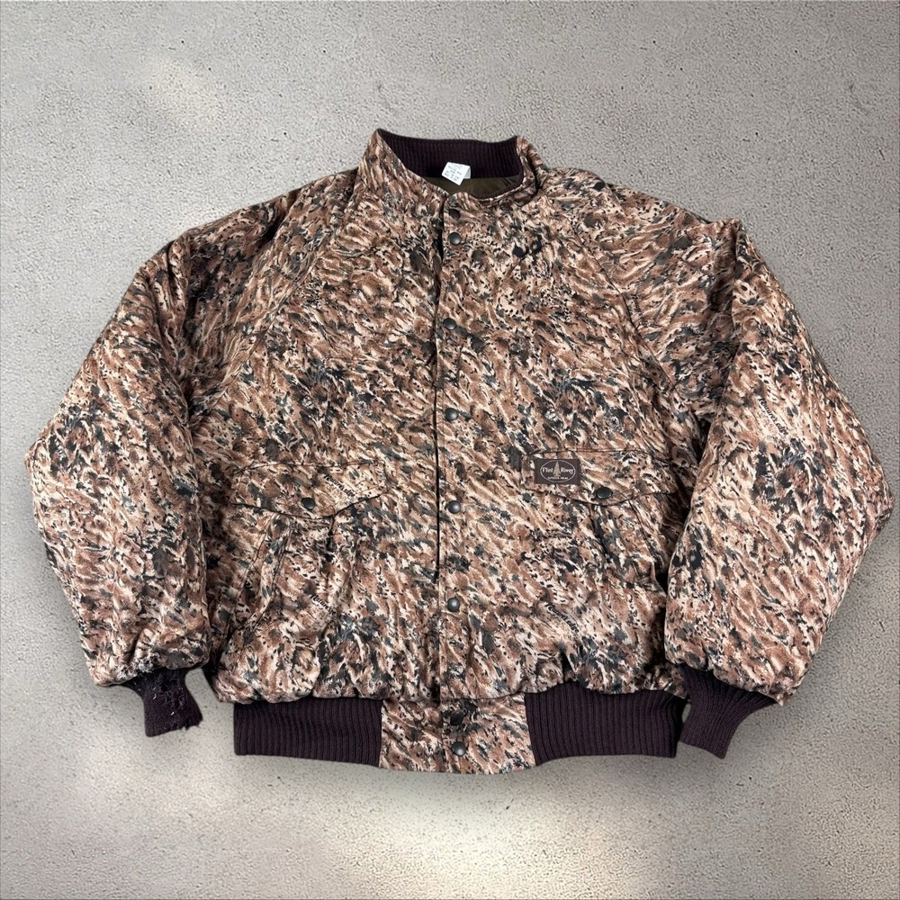 Vintage Flint River Nature's Edge Camo Hunting Jacket Large Quilted Coat USA